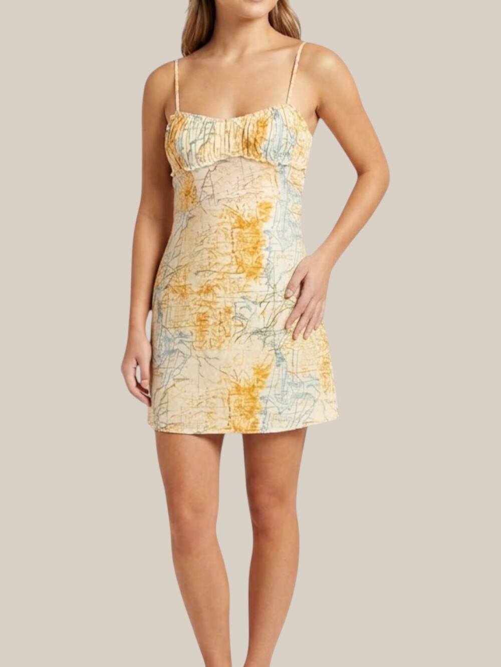 Urban Outfitters Antique Grand Teton Map Print Mini Slip Dress Small